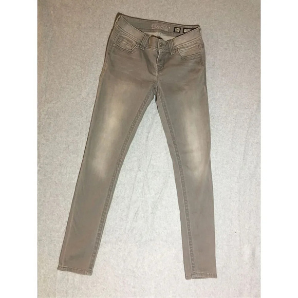 Womens Miss Me Jeans Size 24 Grey Wash Low Rise Skinny Jeans Basic Classic - Picture 1 of 5